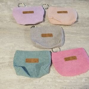 Corduroy Mini Pouch Keyring - Pink, Mint, Gray, Peach, Lilac